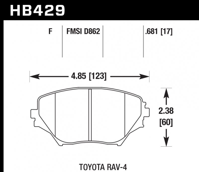 Колодки тормозные HB429F.681 HAWK HPS передние TOYOTA RAV4