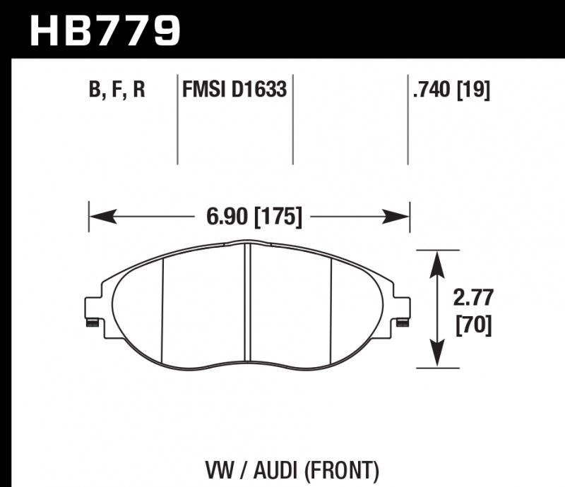 Колодки тормозные HB779F.740 HAWK HPS; 19mm