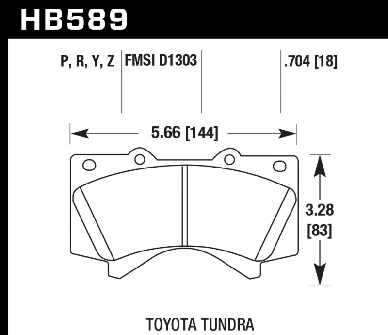 Колодки тормозные HB589Z.704 HAWK PC передние LEXUS LX570, LX450D, TOYOTA LC200 Tundra, SEQUOIA