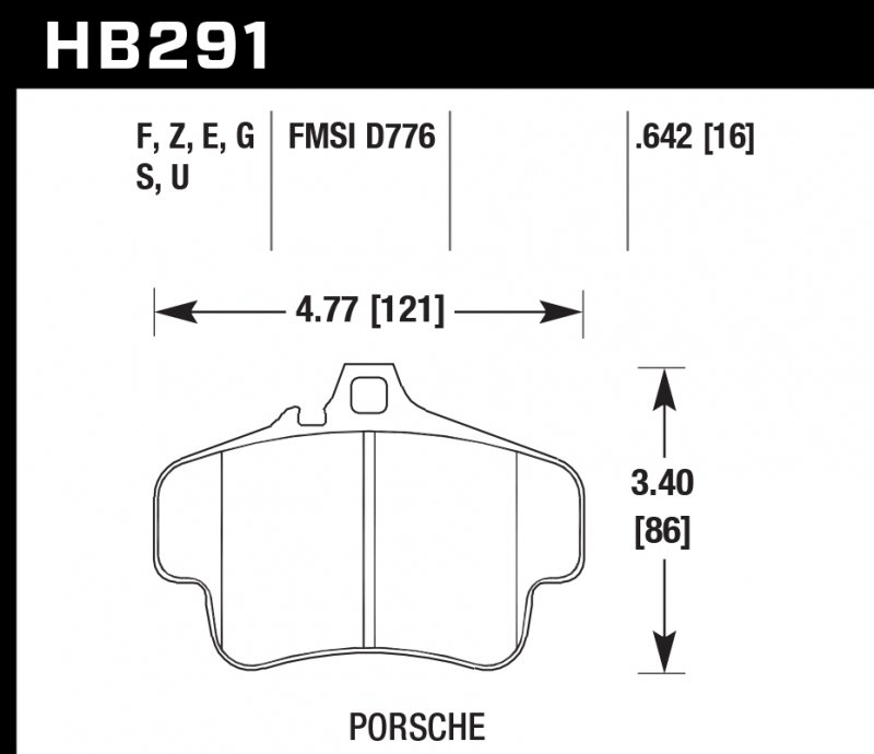 Колодки тормозные HB291U.642 HAWK DTC-70 PORSCHE 911 (996) (997); Boxster (981)