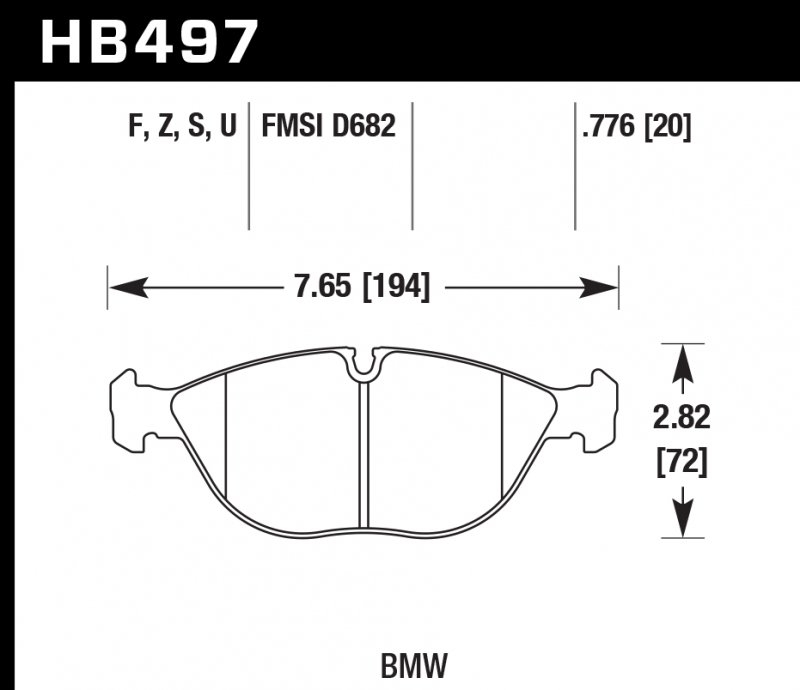 Колодки тормозные HB497F.776 HAWK HPS передние BMW X5 (E53), (E39) (E38)
