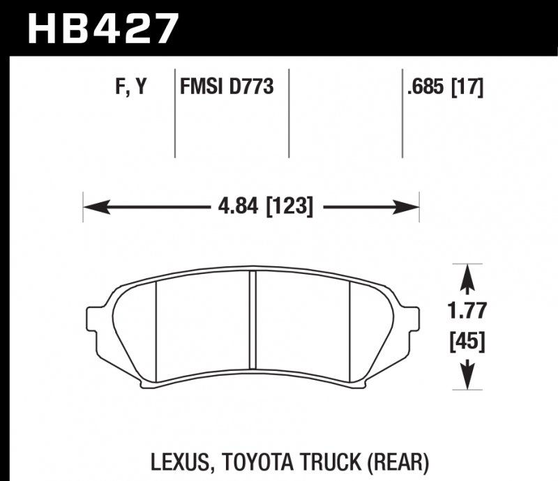 Колодки тормозные HB427Y.685 HAWK LTS задние LEXUS LX470 / TOYOTA LC100