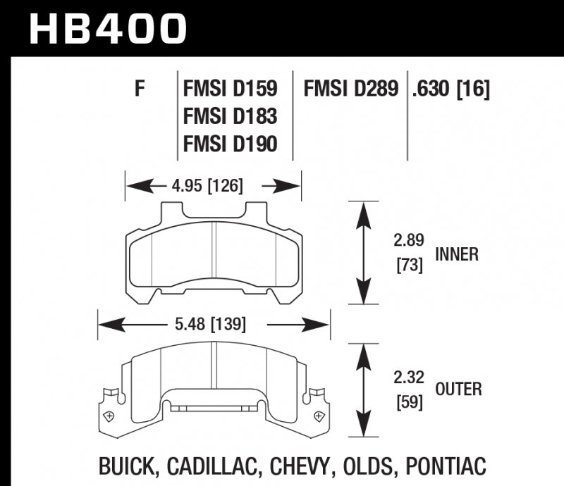 Колодки тормозные HB400F.630 HAWK HPS