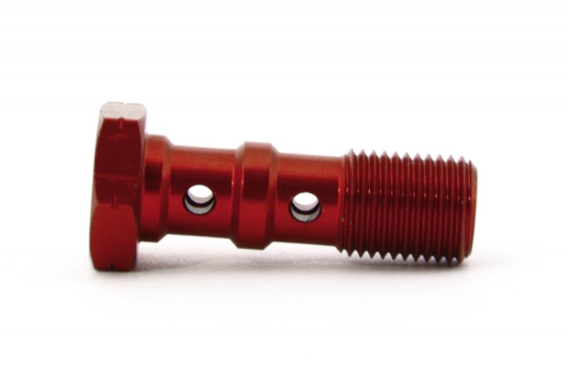 Болт (штуцер) двойной для banjo M10x1 L=30 mm алюминий КРАСНЫЙ, Goodridge 993-03-31DR