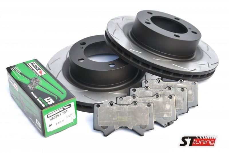 КОМПЛЕКТ ПЕРЕДНИЙ: Тормозные диски DBA 42722S T3 + колодки HAWK LTS HB589Y Toyota LC200,Lexus LX570