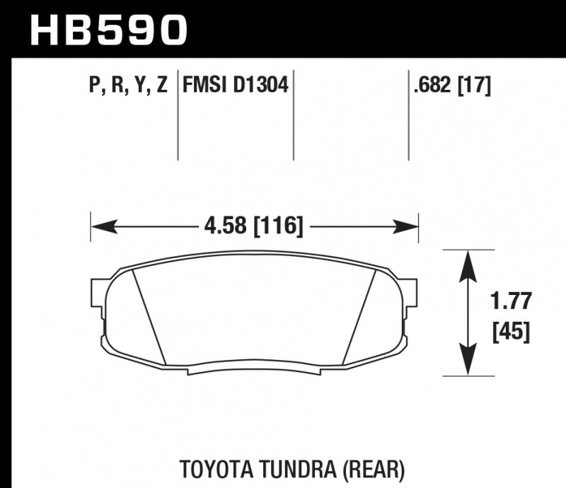 Колодки тормозные HB590Y.682 HAWK LTS задн. Pajero 4 / Lexus LX570, LX450D / Toyota LC200 Tundra