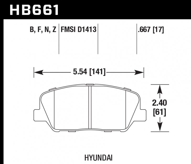 Колодки тормозные HB661B.667 HAWK HPS 5.0; 17mm KIA Ceed GT; HYUNDAI VELOSTER, i30