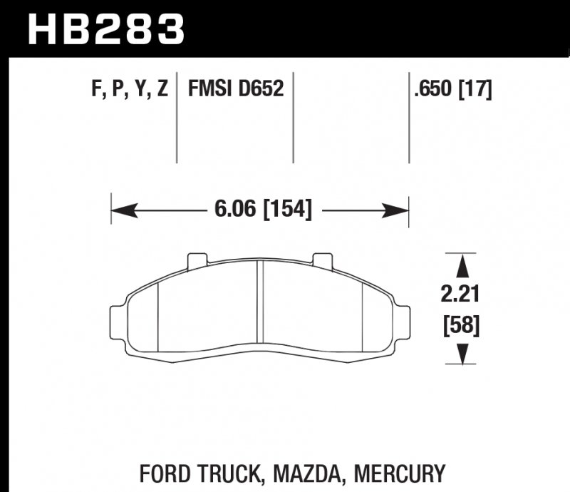 Колодки тормозные HB283F.650 HAWK HPS передние FORD Explorer, Ranger