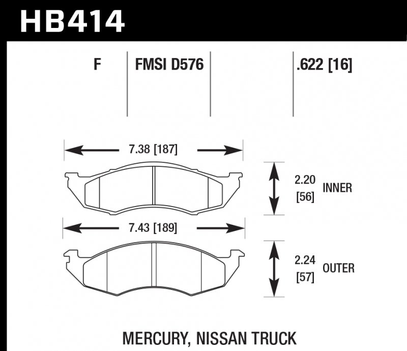 Колодки тормозные HB414F.622 HAWK HPS