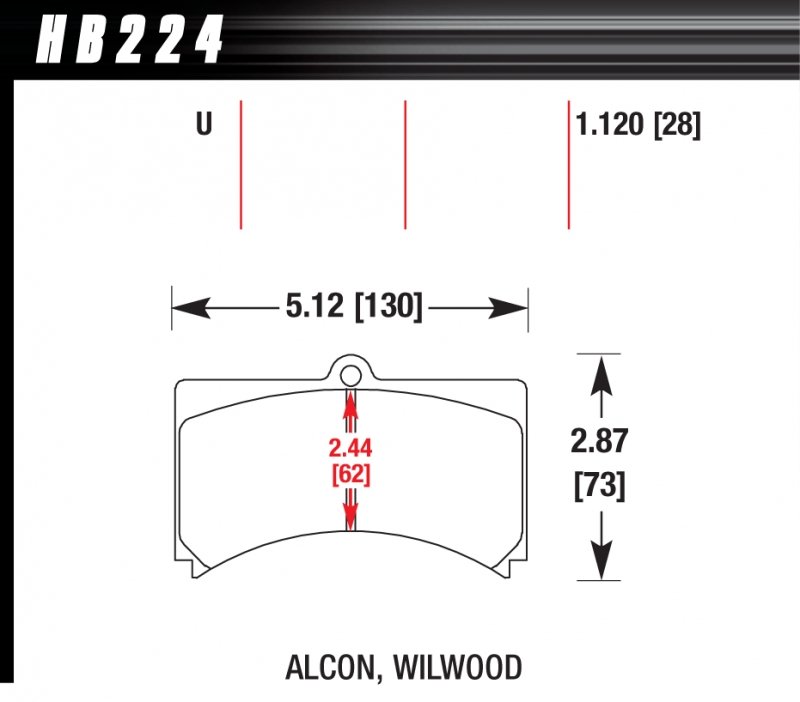 Колодки тормозные HB224U1.12 HAWK DTC-70 Wilwood, Alcon 29 mm