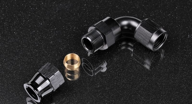 Фитинг AN6 90° под алюминиевую трубку 9,5 мм