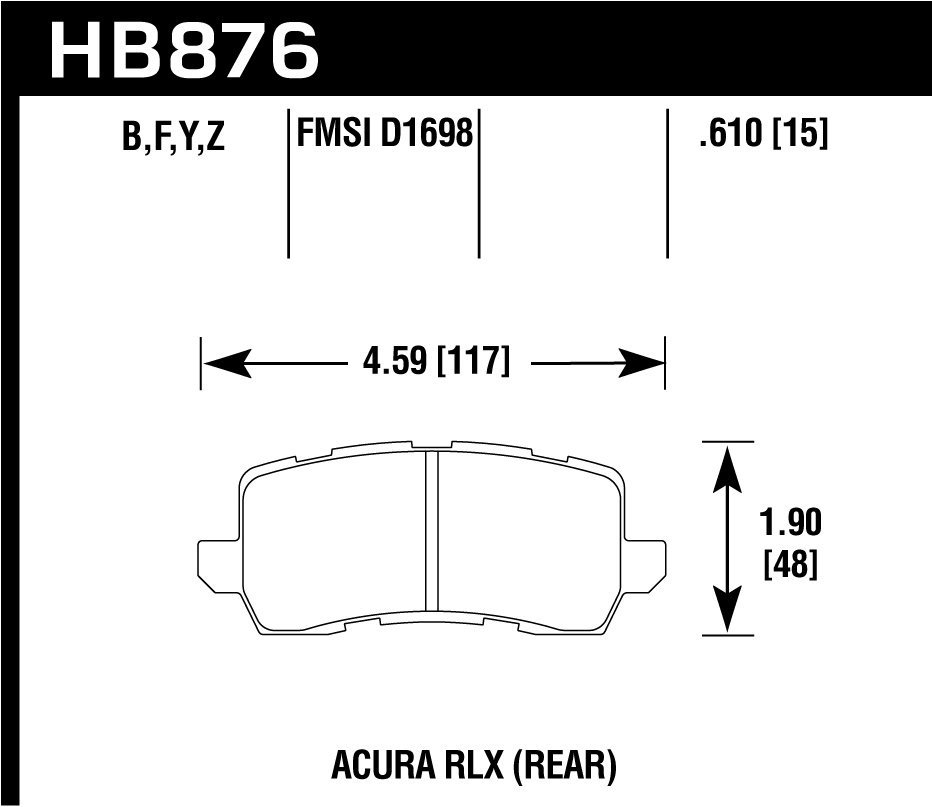 Колодки тормозные HB876Y.610 HAWK LTS Acura RLX Sport Hybrid задние