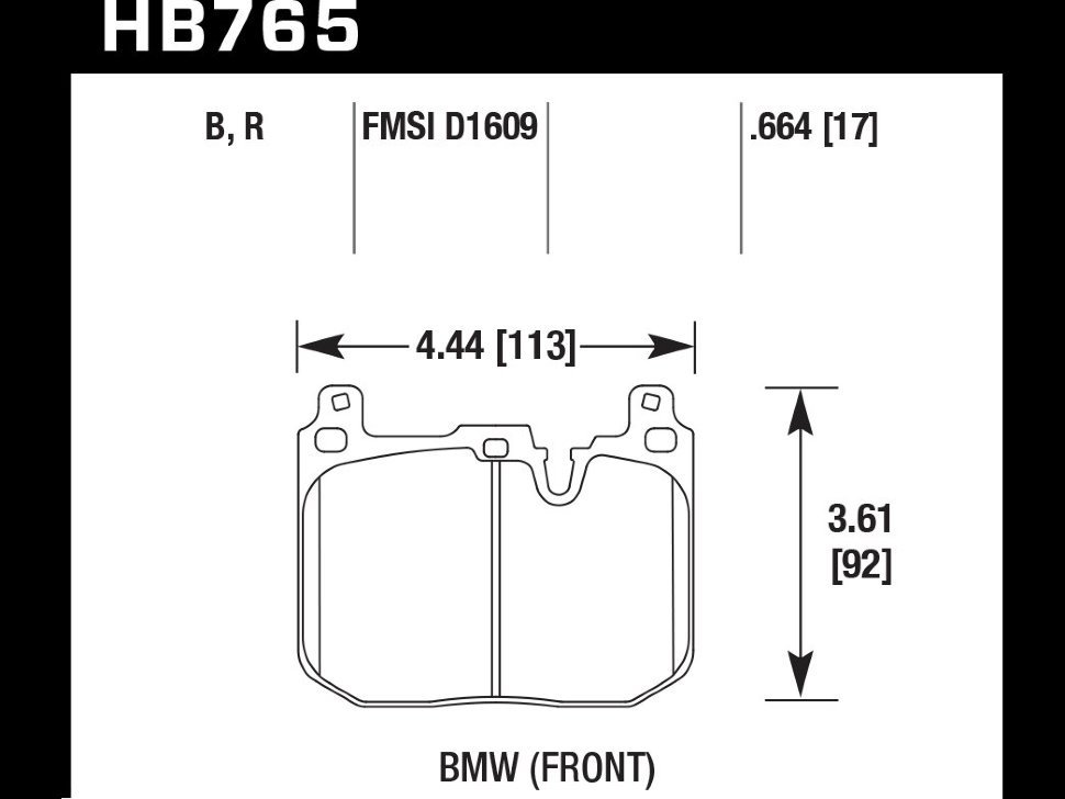 Колодки тормозные HB765W.664 HAWK DTC-30 BMW (Front)