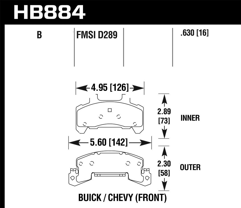 Колодки тормозные HB884B.630 HAWK HPS 5.0 Pontiac 6000 Light Duty Brakes передние