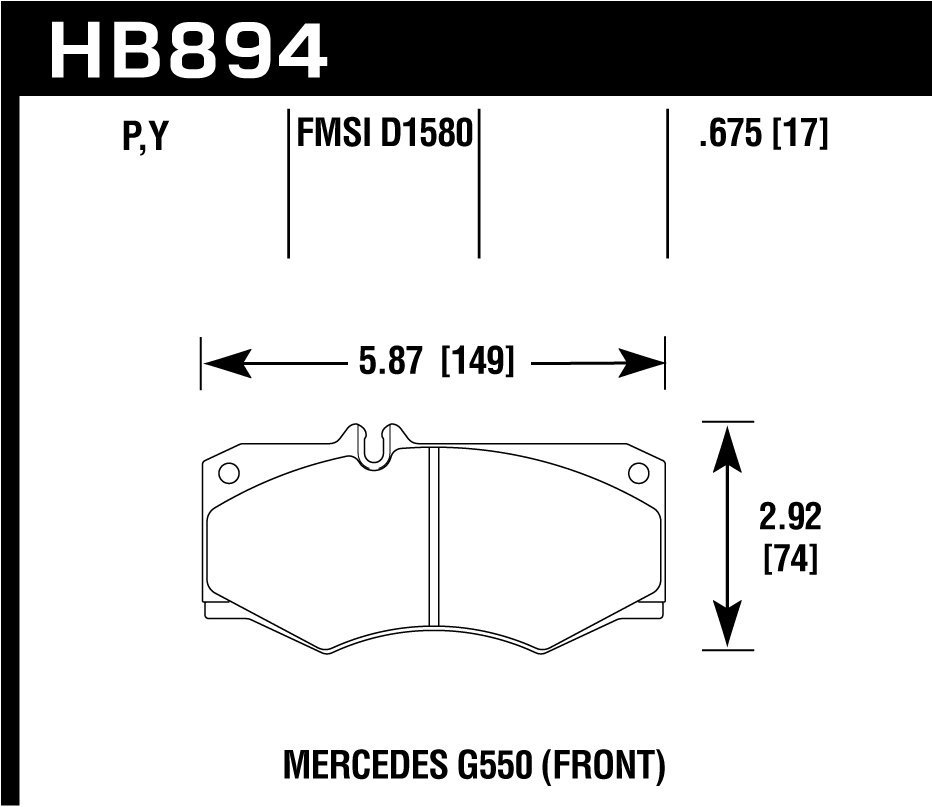 Колодки тормозные HB894P.675 HAWK Super Duty Mercedes-Benz G550 передние