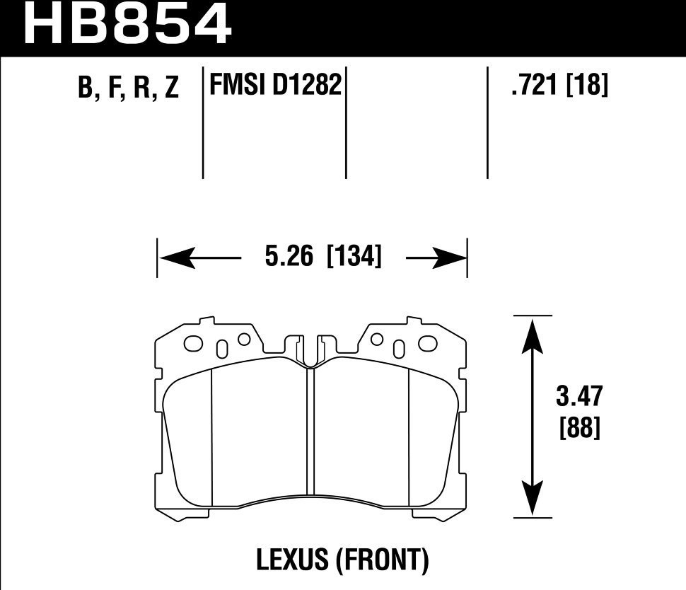 Колодки тормозные HB854B.721 HAWK HPS 5.0 Lexus LS460 передние