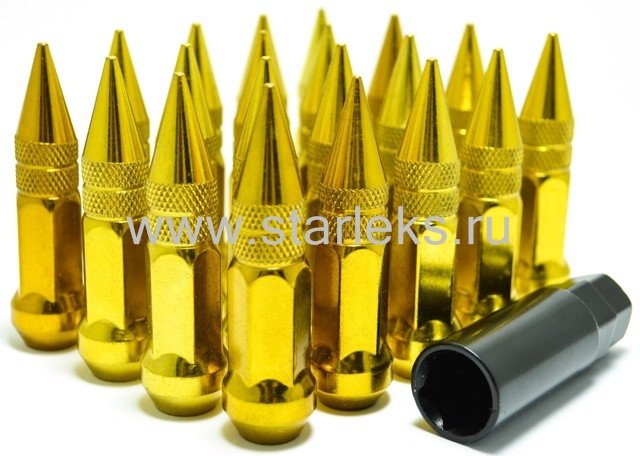 Гайки-пики, комплект 20шт, М12х1.25, сталь, золотистый