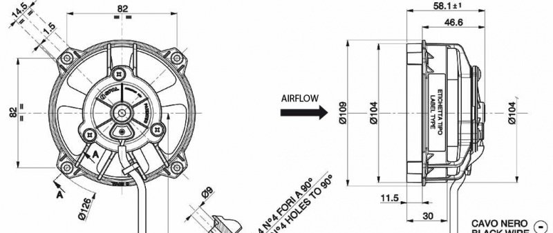 Вентилятор охлаждения SPAL универсальный 4" (96 мм) 12V