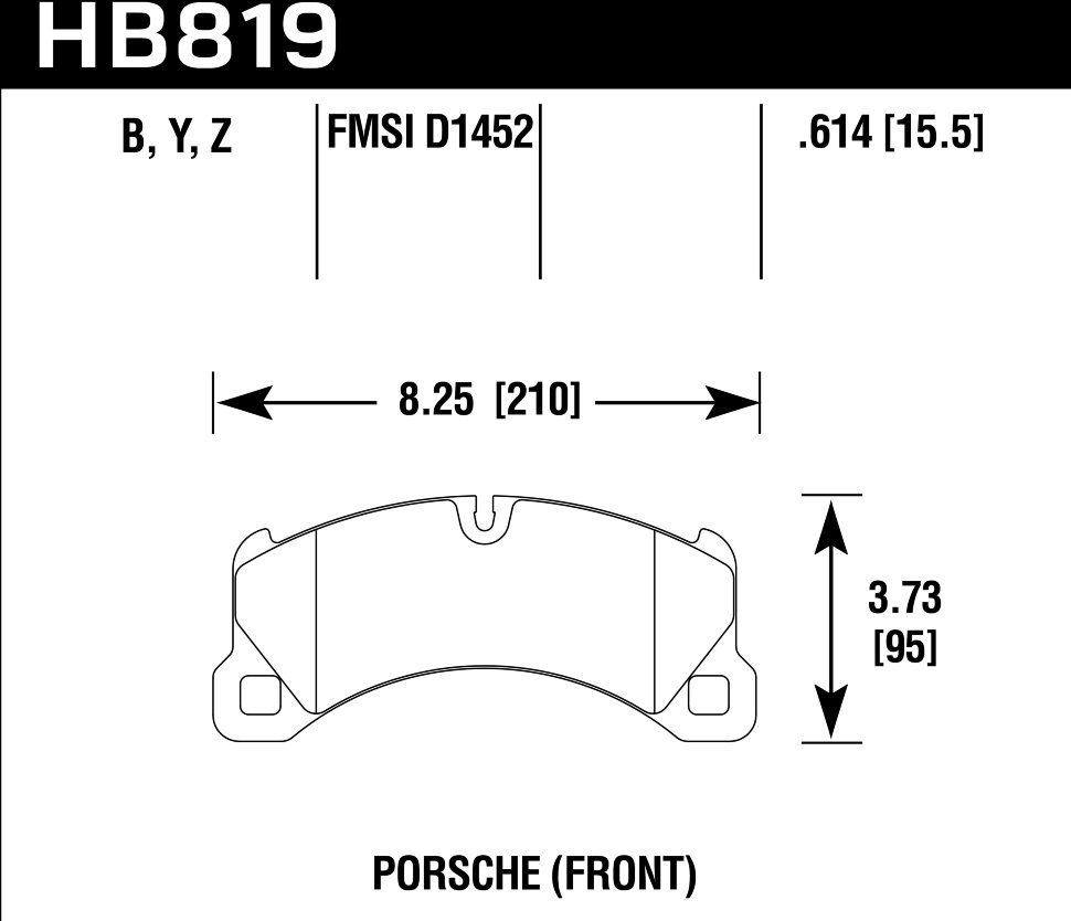 Колодки тормозные HB819B.614 HAWK HPS 5.0 перед. Porsche Cayenne 2010-> ; MACAN 3.0S; 350x34mm