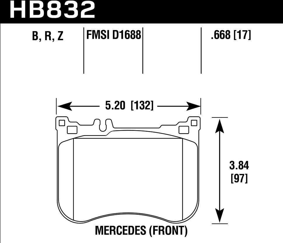 Колодки тормозные HB832Z.668 HAWK PC Mercedes-Benz S550 4Matic передние