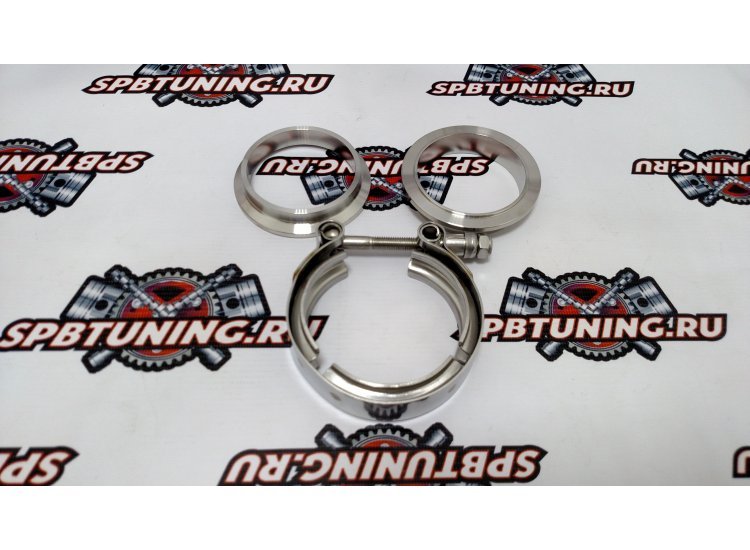 V-band хомут с фланцами (38мм) с проточкой папа-мама