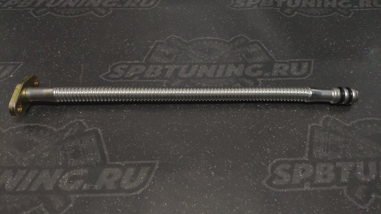 Трубка слива масла с турбины гофрированная 390мм, малый фланец (GT28/35)