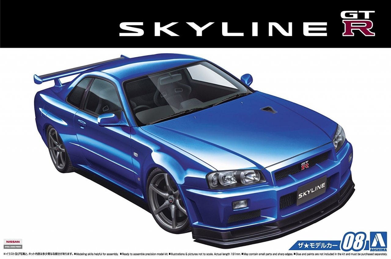 Сборная модель Aoshima Nissan BNR34 Skyline GT-R V-Spec II '02