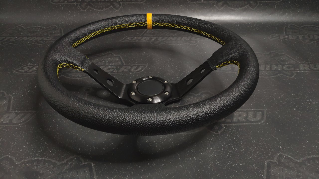 Руль спортивный OMP кожа с выносом
