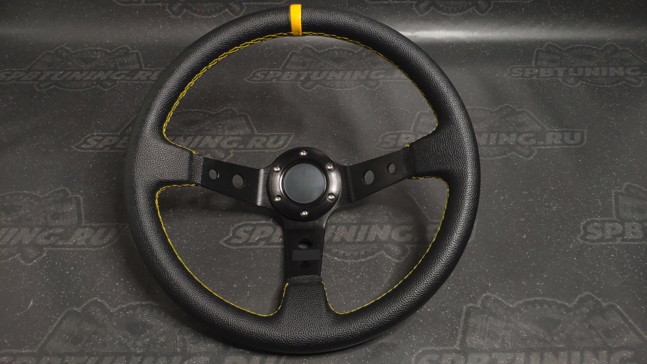 Руль спортивный OMP кожа с выносом