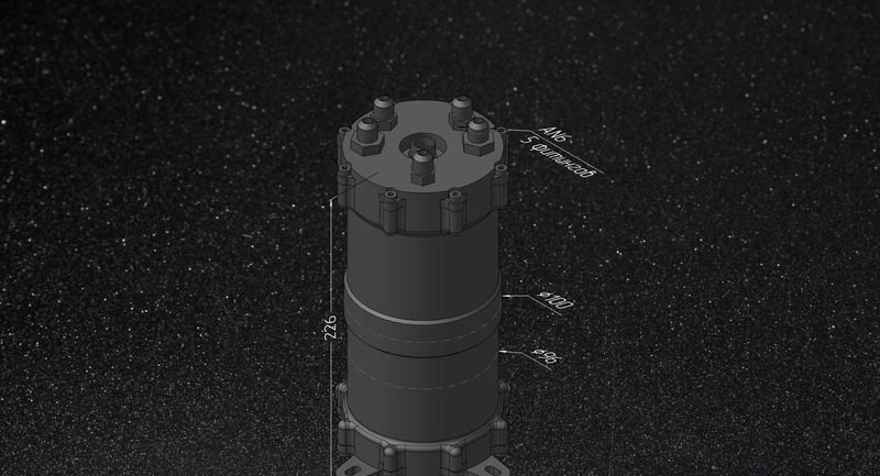 Бак топливный, 1 л, вход - AN6, выход - AN6, под 2 насоса Walbro 255 л/ч, алюминиевый