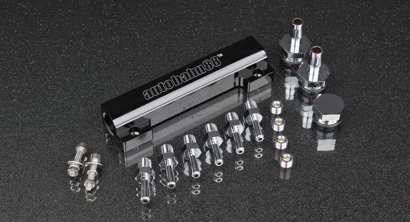 Пневмо разветвитель, алюминиевый, чёрный (Vacuum / Boost Block) AUTOBAHN88