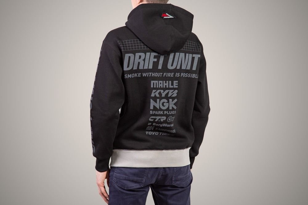 Худи DRIFT UNIT, черно-серая, на молнии, размер XL
