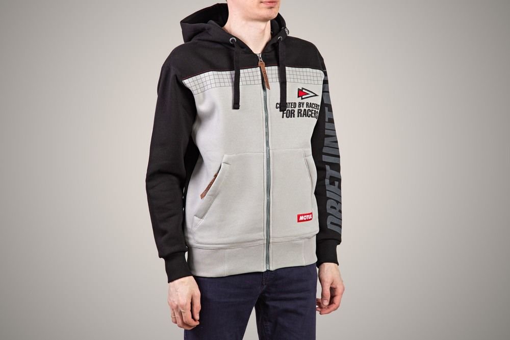 Худи DRIFT UNIT, черно-серая, на молнии, размер XL