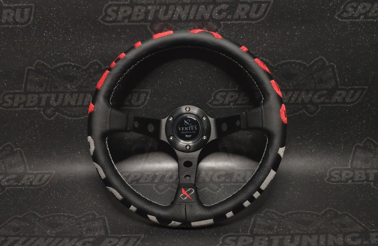 Руль спортивный Vertex 1996 с выносом экокожа с перфорацией