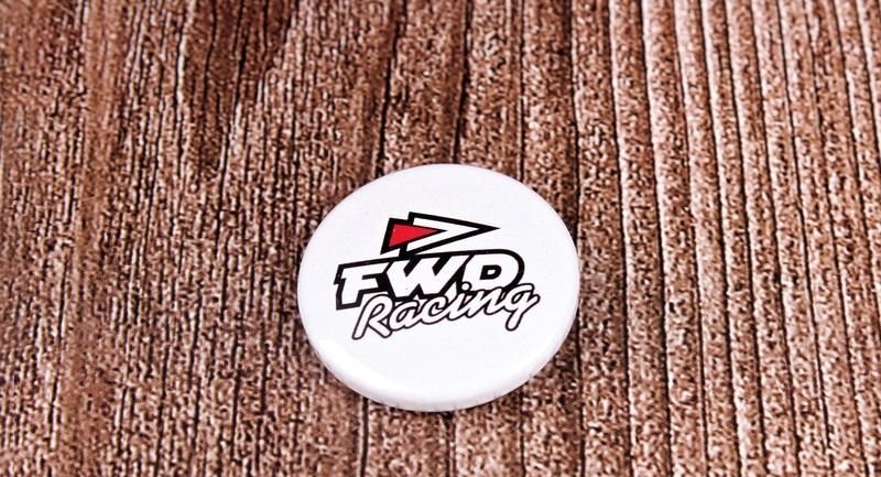 Значок металлический "FWD RACING", белый