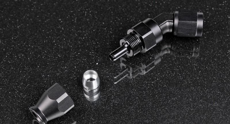 Фитинг AN4 45°, под тефлоновый шланг PTFE, черный, усиленный