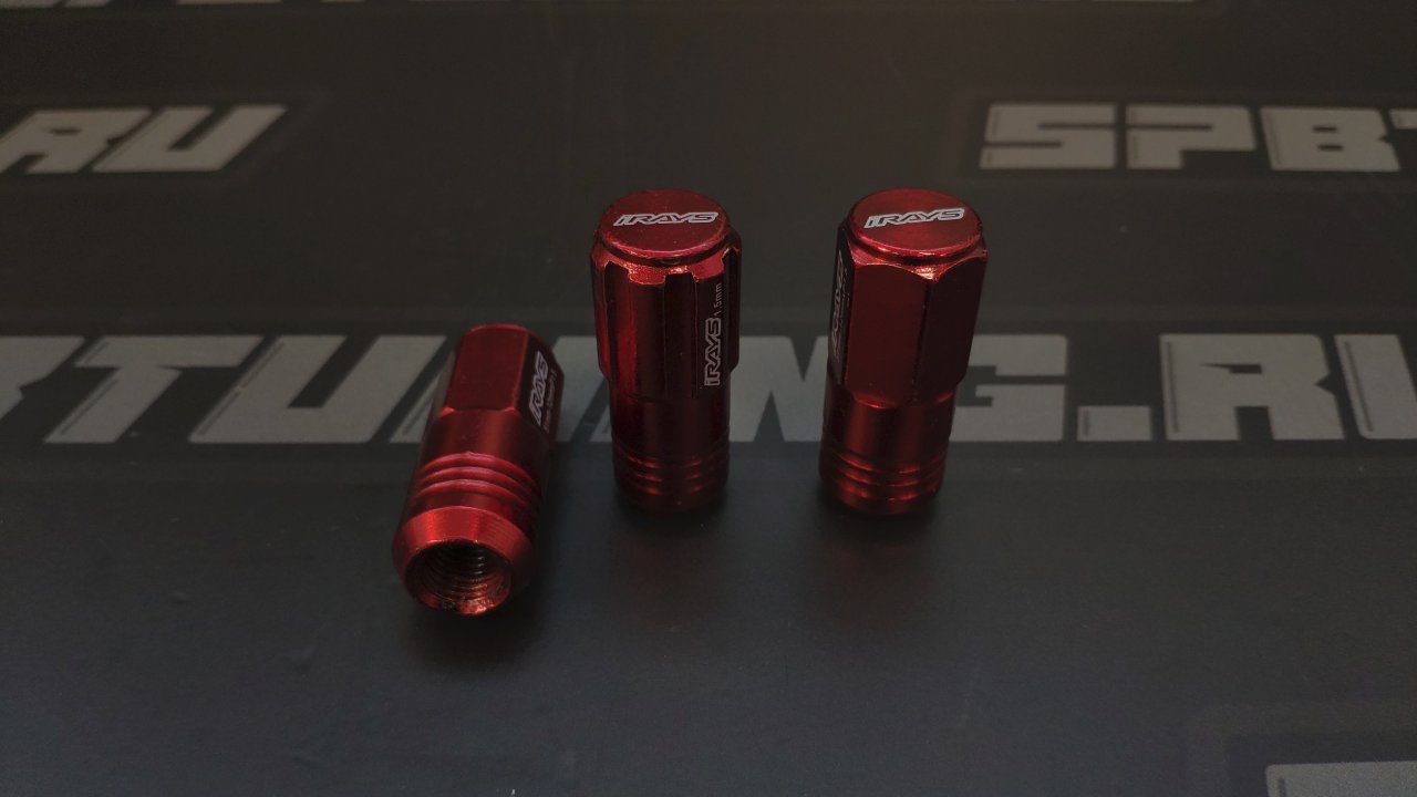 Гайки колесные Rays style M12*1.5 высота - 51мм, красные