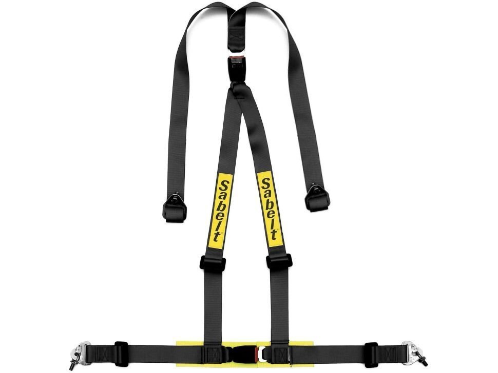 Ремень безопасности Sabelt 4 точки, 2", крючки+болты, ECE, чёрный