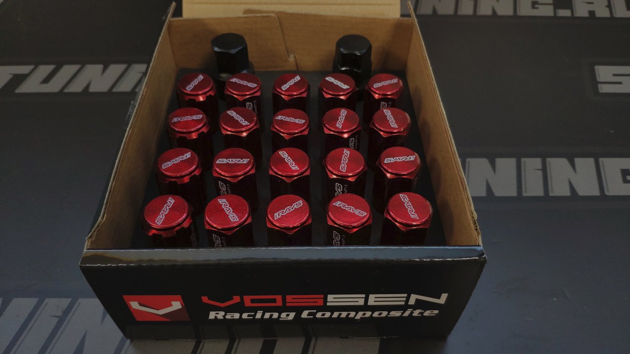 Гайки колесные Rays style M12*1.5 высота - 51мм, красные