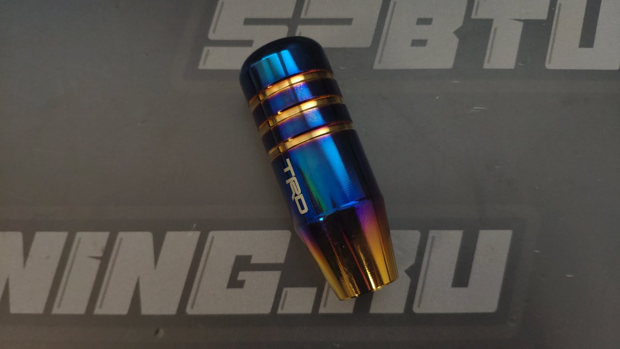 Ручка КПП, L=90мм, алюминий синий/золотой с надписью TRD