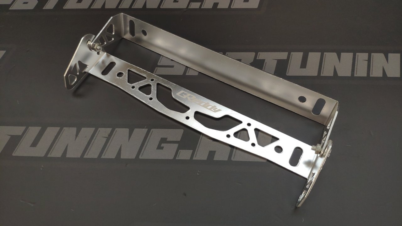 Крепление для номера авто (складное) серебро алюминий