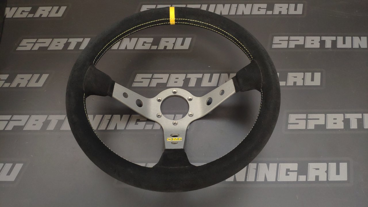 Руль спортивный OMP CORSICA замша, серебристый, диам.350мм