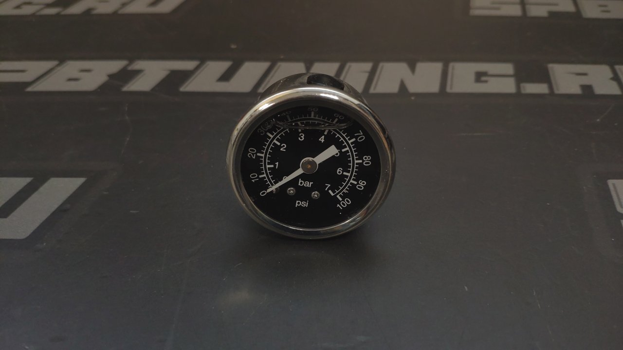 Манометр топливный 0-7 bar (черный); резьба 1/8 NPT, BLACKROCK LAB