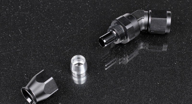 Фитинг AN8 45* для тефлонового шланга PTFE, усиленные
