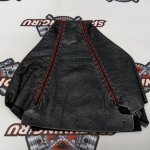 Чехол КПП Nismo универсальный натуральная кожа красная строчка