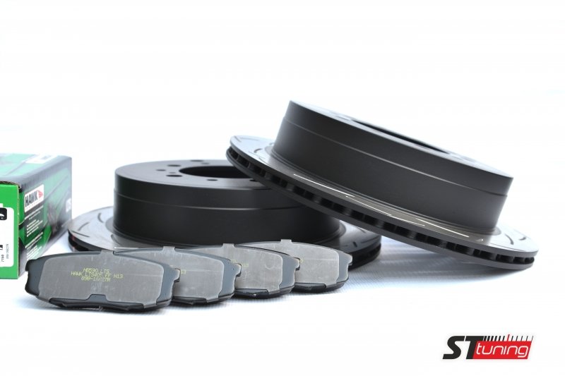 КОМПЛЕКТ ЗАДНИЙ: Тормозные диски DBA 2723ES T2+колодки HAWK LTS Toyota LC 200,Lexus LX570, LX450D