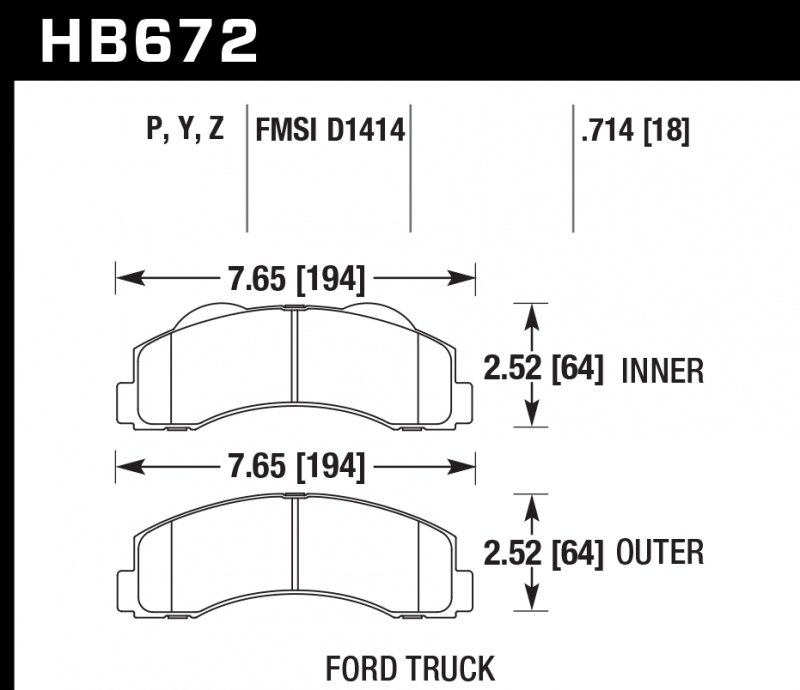 Колодки тормозные HB672Y.714 HAWK LTS, Ford F-150 2010-2013