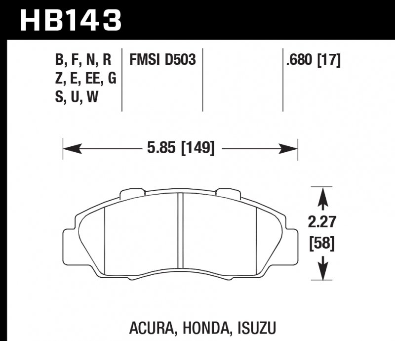 Колодки тормозные HB143B.680 HAWK Street 5.0 передние HONDA