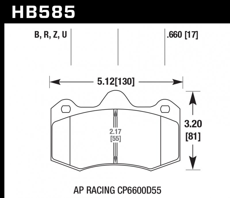 Колодки тормозные HB585Q.660 HAWK DTC-80; AP Racing 17mm