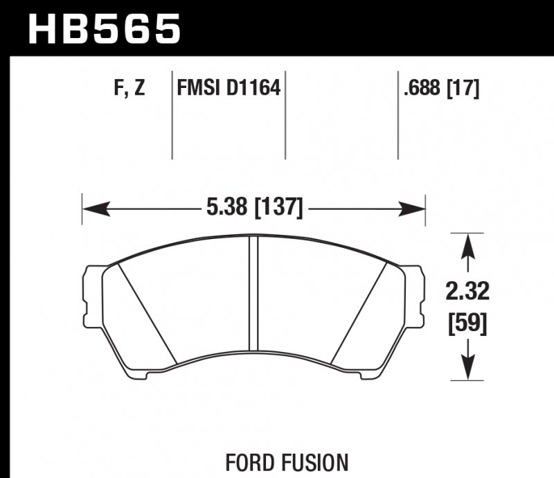 Колодки тормозные HB565Z.688 HAWK Perf. Ceramic Mazda 6; Ford Fusion;